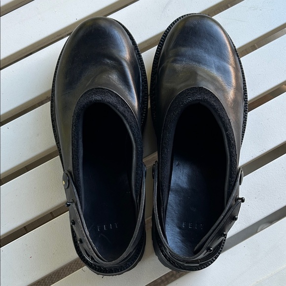 Feit, black leather sling back clogs, size 39 - Picture 1 of 5
